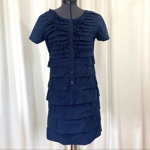 5/$25 Crew: Navy Ruffle Button Front dress